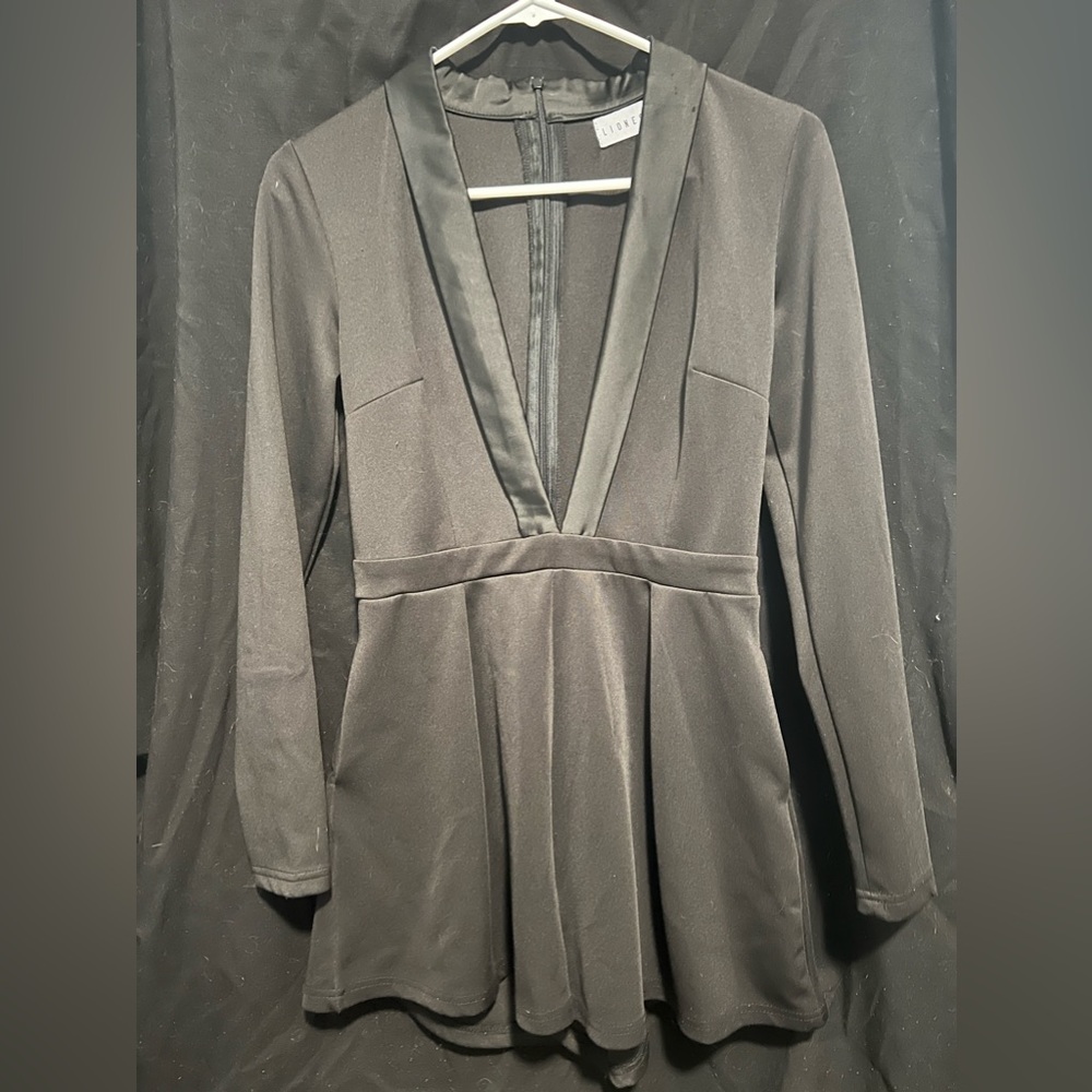 Lioness small black deep v polyester  romper